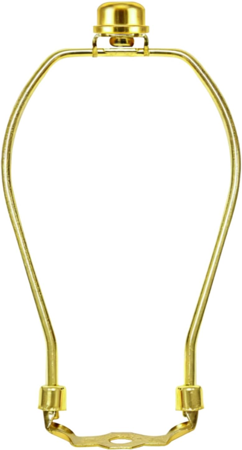 OMOBANU 6 Inch Antique Gold Lamp Shade Harp Holder - Detachable Lamp Shade Holder Replacement with Standard Harp Saddle & Lamps Finials, Metal Decorative Accessories and Parts Repair - Image 1